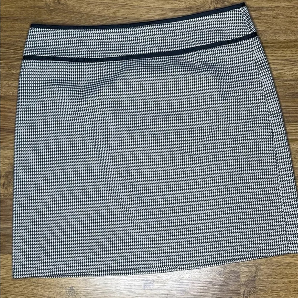 Ann Taylor Loft Skirt Women Size 6 Black White Houndstooth Pencil Preppy Career